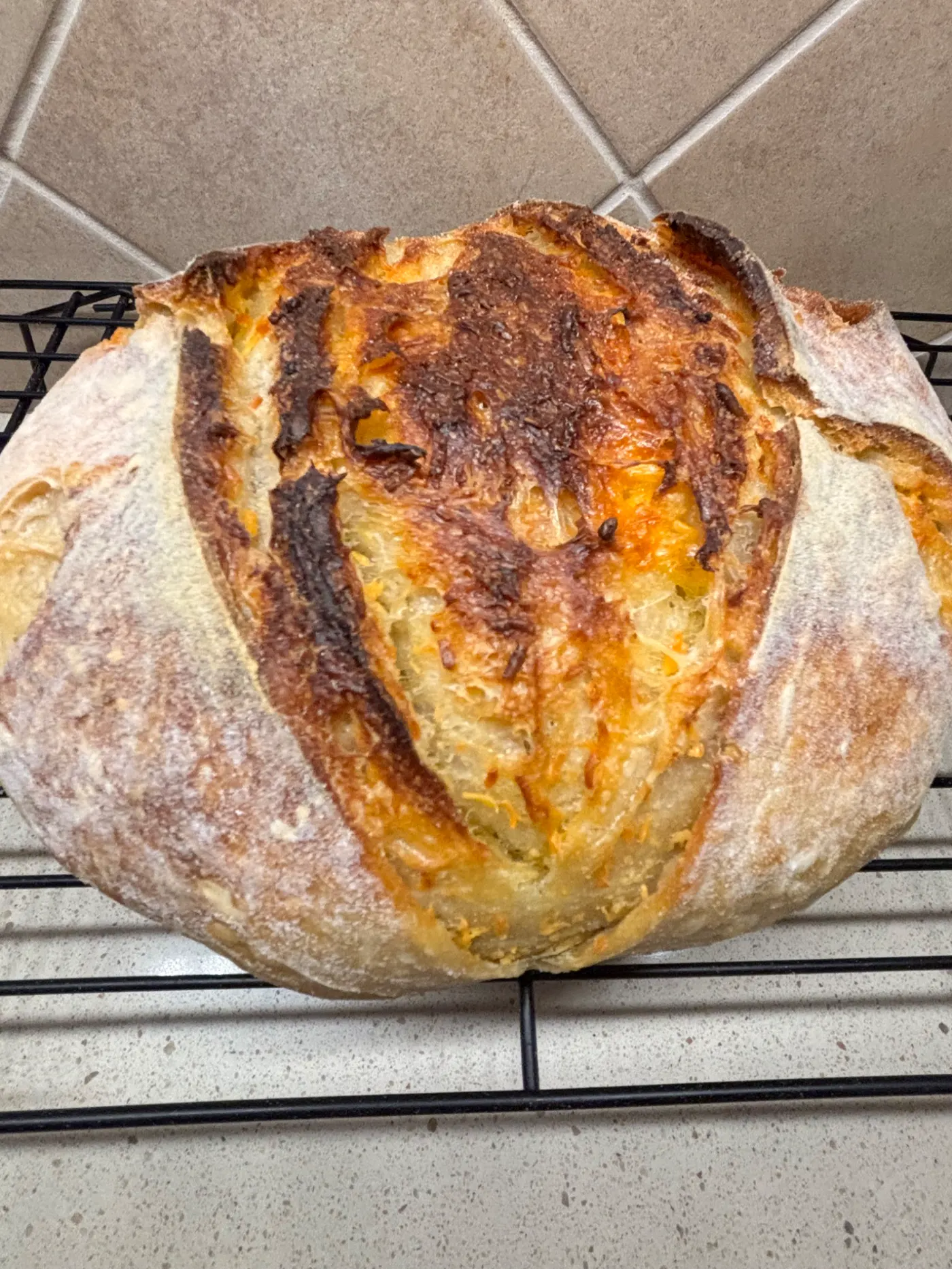 Fresh-baked artisan sourdough loaf